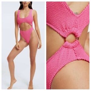 New! Good American always fits monokini hot neon pink nwot 24508